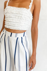 Hermosa Wide Leg Pocket Pants Stripe Print Navy