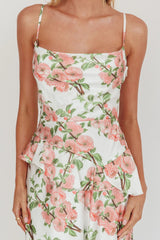 Jerica Ruffle Waist Maxi Dress Floral Blush