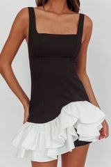 Romantic Layered Frill Mini Dress Black