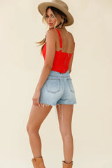Head West Cut-Out Wide Strap Crop Top Red