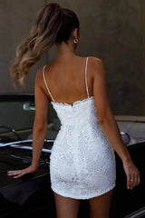 Spring Romance Lace Overlay Mini Dress White