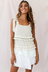 Zambia Raw Edge Wrap Skirt White