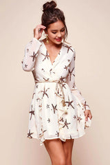 Riley Star Wrap Dress Beige