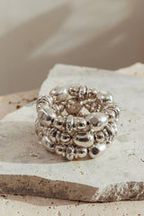 Ingrid Beaded Bracelet Brushed Silver