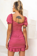 La Quinta Lace-Up Bust Drawstring Detail Dress Rose