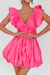 Horoscope Bubble Hem Mini Dress Pink