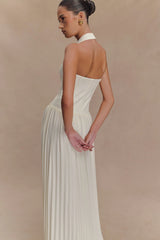 Stacie Pleated Halter Maxi Dress - Ivory