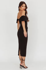 Lillianne Off-Shoulder Midi Dress Black