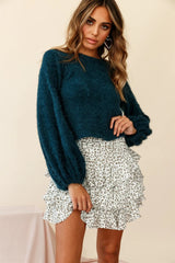 Adore Back-To-Front Twist Knit Crop Top Teal