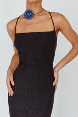 Ailani Lace-Up Back Maxi Dress Sparkle Black