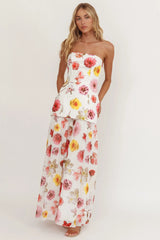 Wilma Flowy Hem Strapless Maxi Dress Floral