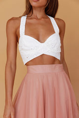 Samba Tied Back Eyelet Top White
